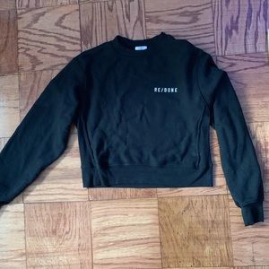 NWOT Re/Done cropped embroidered crew neck